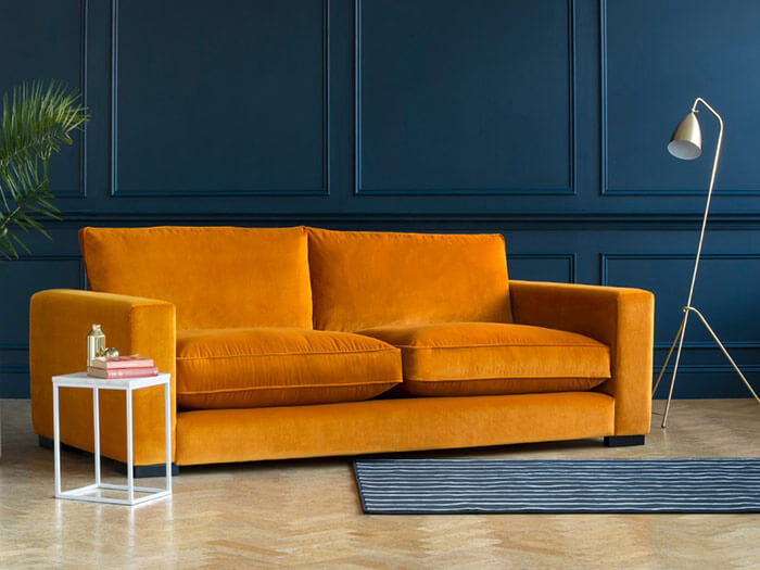 2 Stourhead 3 Seater Sofa in Portland Brilliant Velvet Burnt Orange
